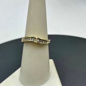 HN Heng Ngai, 10k Yellow gold Love Spellout and Baguette Diamond Ring Sz 7.5